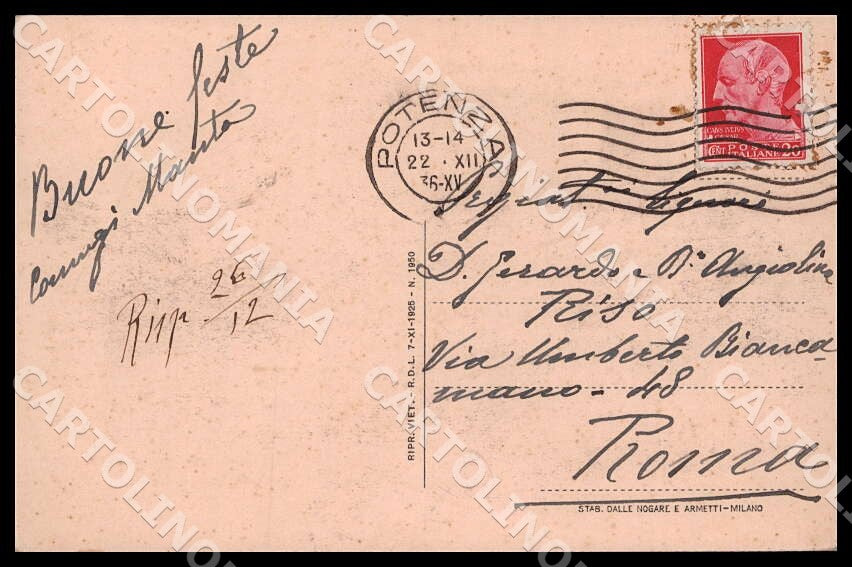 Potenza Città Stazione inferiore esterno Auto cartolina GM1116 – retro