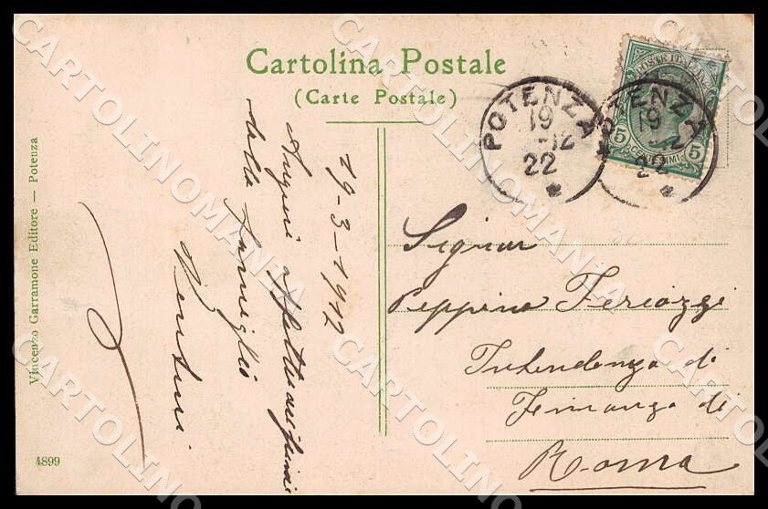 Potenza Città Costumi popolari attesa parroco Costumi cartolina GM1123 – retro