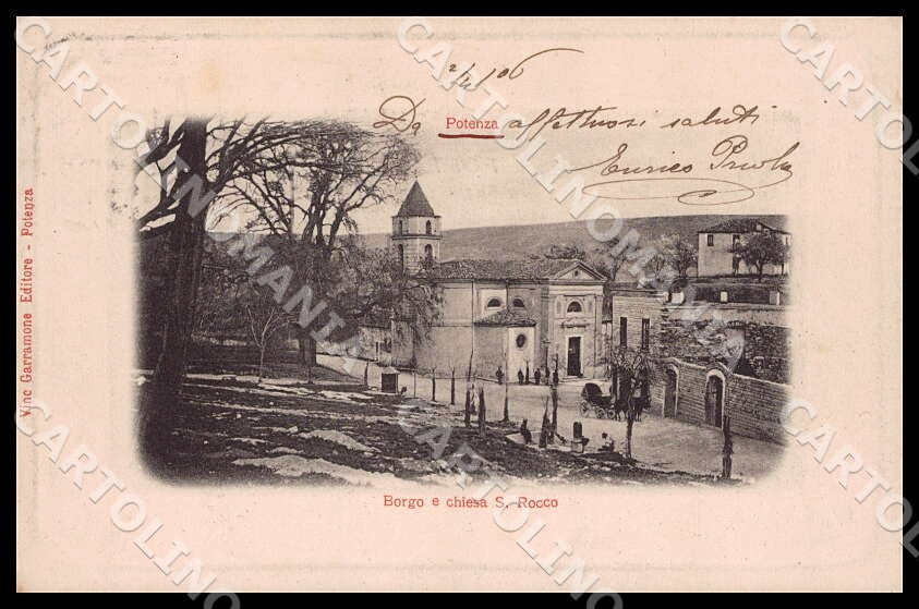 Potenza Città affettuosi saluti Borgo chiesa San Rocco cartolina GM1124 – fronte