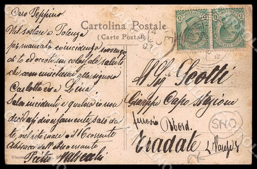 Potenza Città Panorama Santa Maria Asino Costumi STRAPPINO cartolina GM1130 – retro