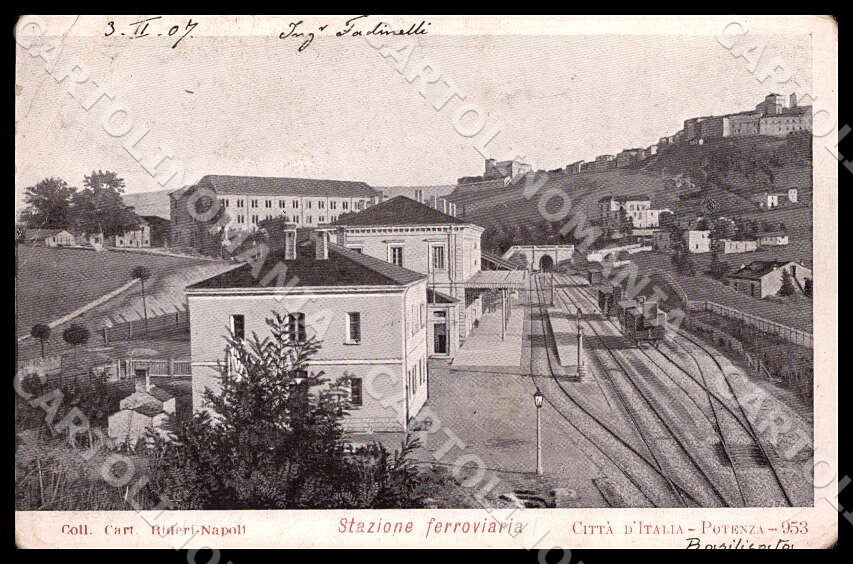 Potenza Città Stazione ferroviaria PIEGHE cartolina GM1132 – fronte