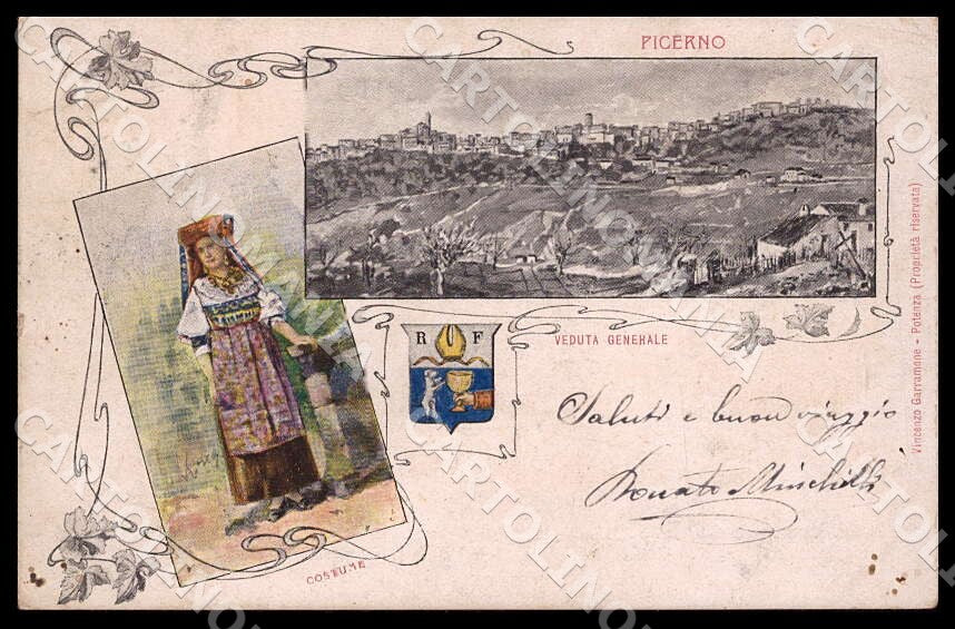 Potenza Picerno Veduta Generale Costume Costumi cartolina GM1145 – fronte