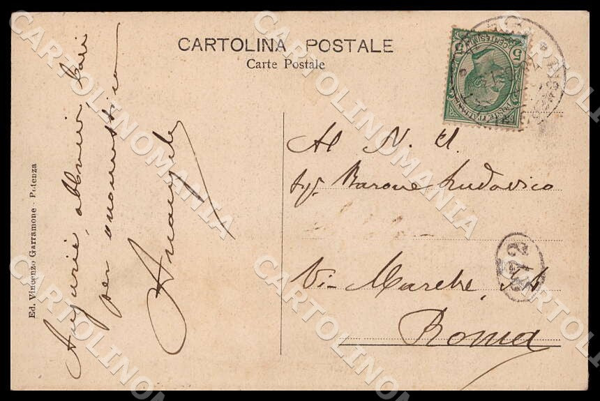 Potenza Rionero Vulture Piazza XX Settembre Palazzo Fortunato cartolina GM1147 – retro
