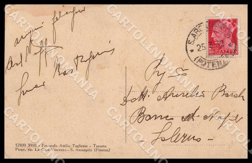 Potenza Sant'Arcangelo Asino cartolina GM1157 – retro