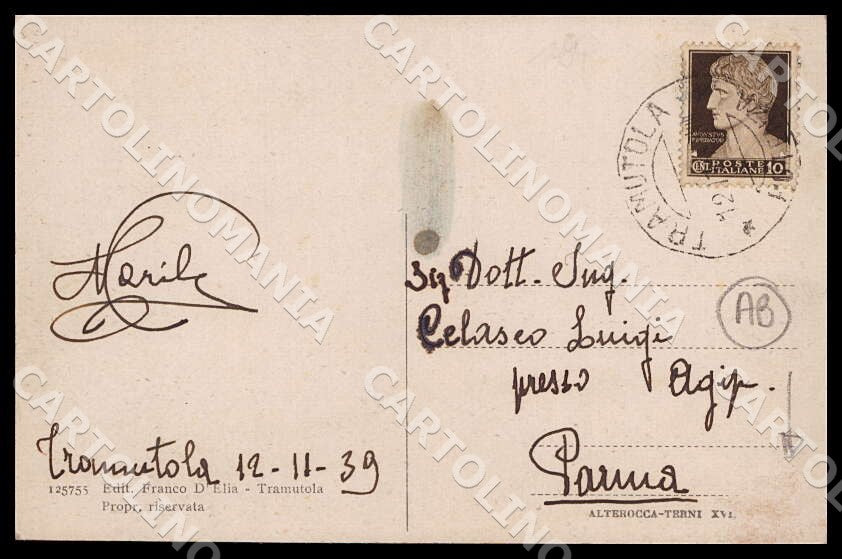 Potenza Tramutola Largo Vittorio Veneto Alterocca ABRASA cartolina GM1159 – retro