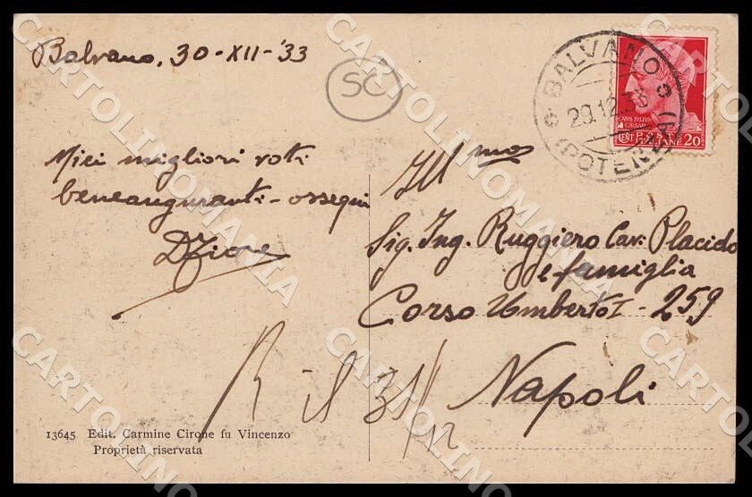 Potenza Balvano Panorama SCOLLATA cartolina GM1177 – retro