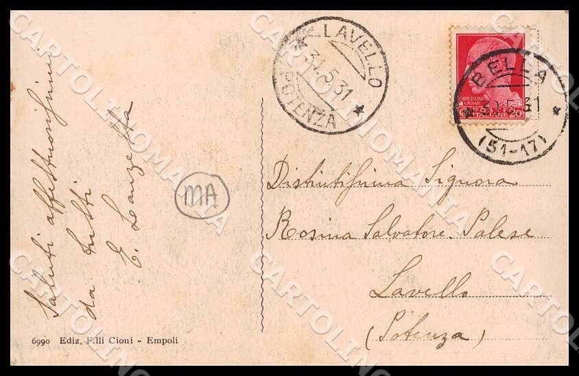 Potenza Bella Veduta occidentale MACCHIA cartolina GM1179 – retro