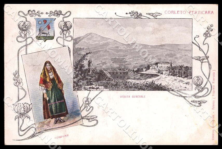 Potenza Corleto Perticara Veduta Generale Costume STRAPPINI cartolina GM1183 – fronte