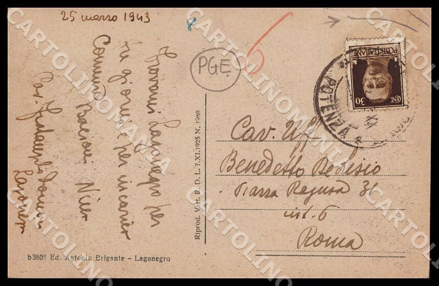 Potenza Lagonegro Viale Roma PIEGHINE cartolina GM1192 – retro