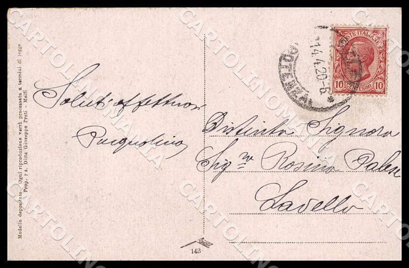 Potenza Melfi Palazzo Regie Poste Telegrafo Telefono Poste cartolina GM1211 – retro