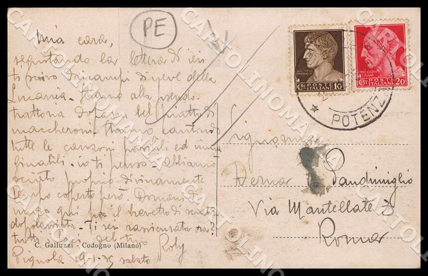 Potenza Pignola di Lucania Saluti da PIEGHE cartolina GM1225 – retro