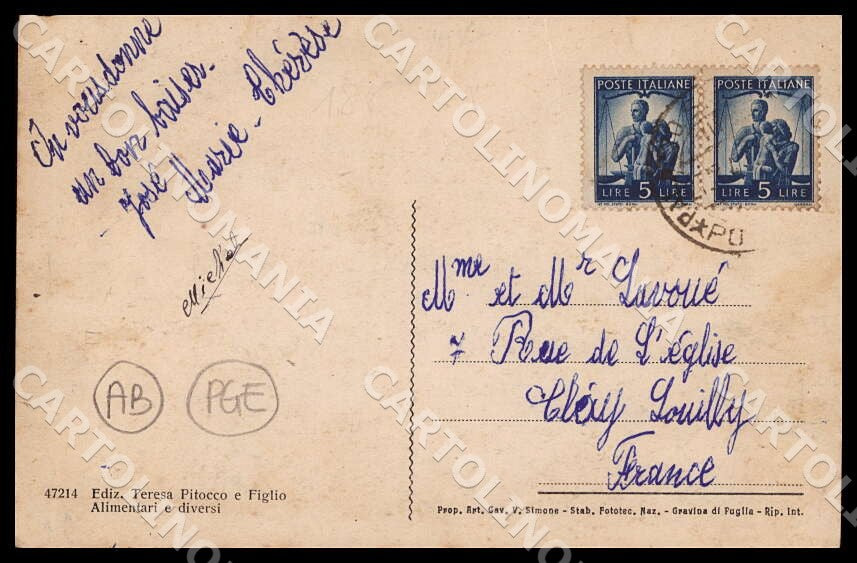 Potenza Palazzo San Gervasio Corso Manfredi ABRASA PIEGHINE cartolina GM1228 – retro