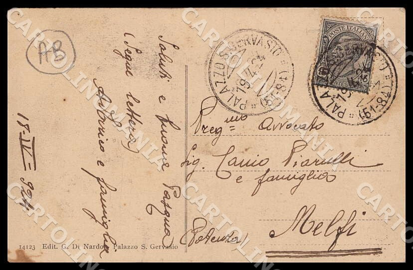 Potenza Palazzo San Gervasio Panorama ABRASA cartolina GM1230 – retro