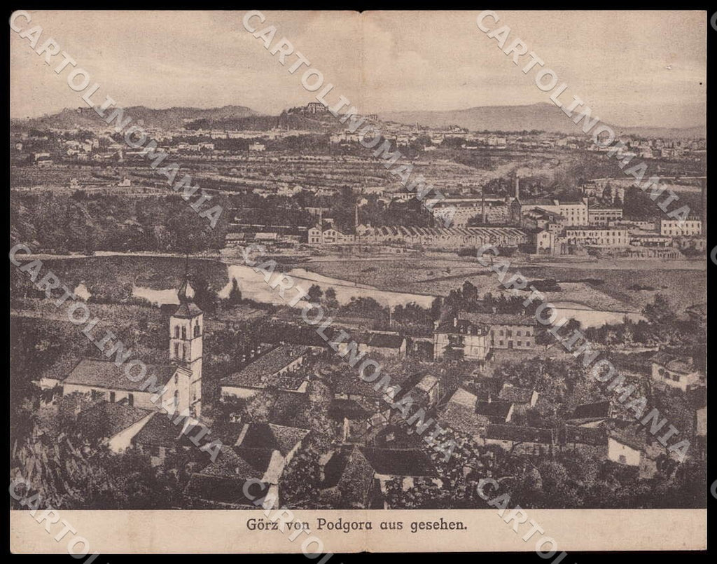 Gorizia Città Podgora gesehen Stabilimento Doppia cartolina GM1255 – fronte