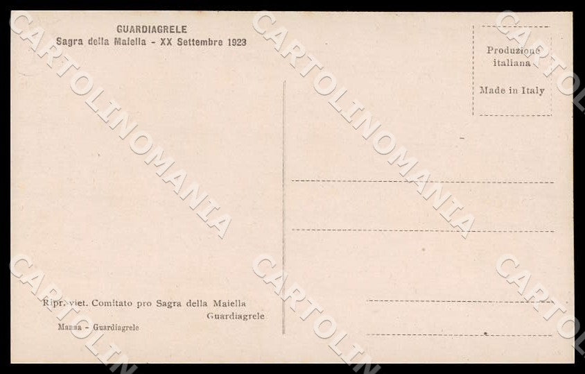 Chieti Guardiagrele Sagra Maiella 1923 Savoia Duca Abruzzi Foto cartolina GM1271 – retro