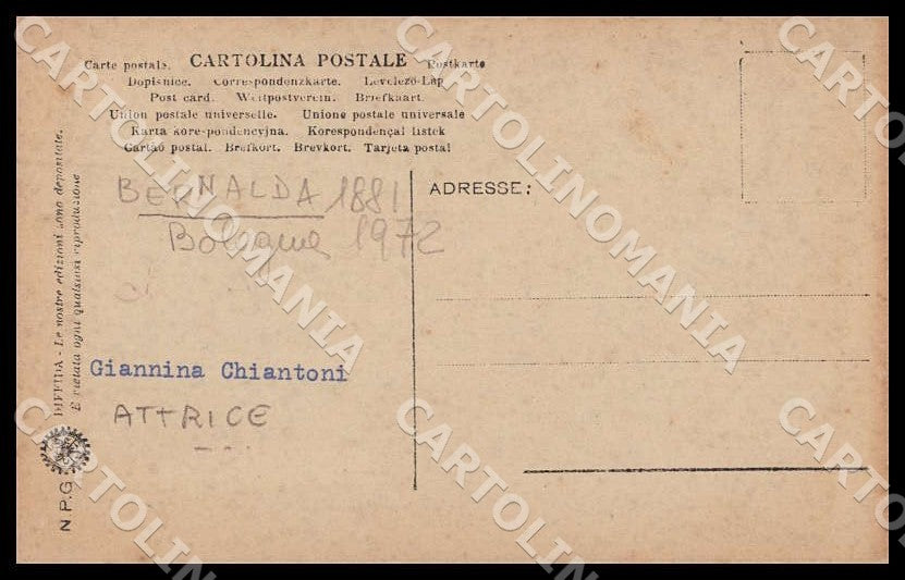 Matera Bernalda Giannina Chiantoni Attrice Foto cartolina GM1276 – retro