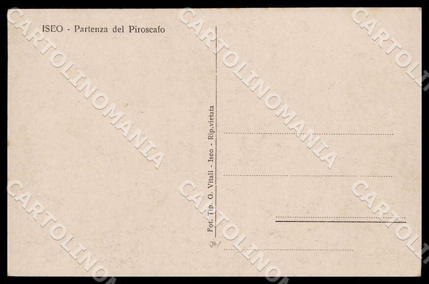Brescia Iseo Partenza Piroscafo Nave Battello Foto cartolina GM1292 – retro