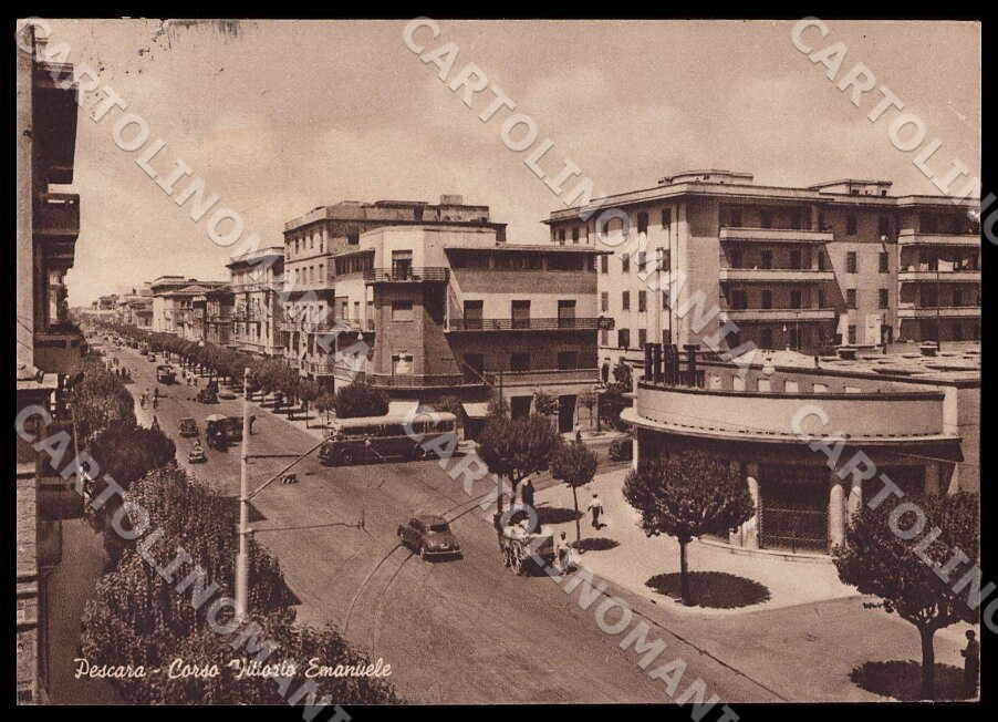 Pescara Città Corso Vittorio Emanuele Autobus Auto FG cartolina GM1299 – fronte
