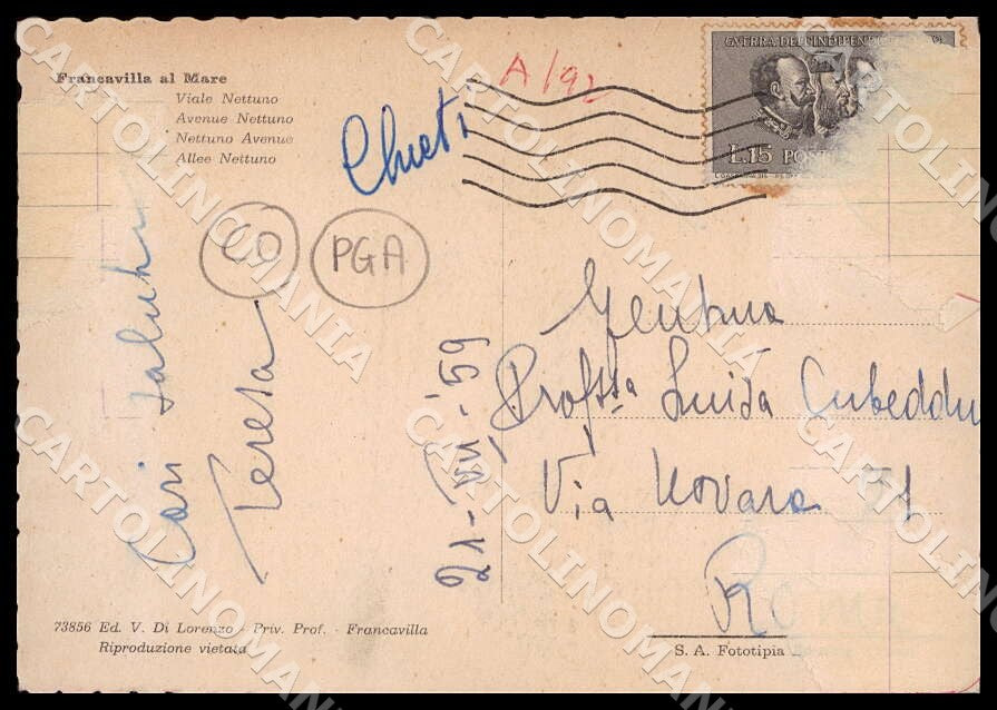 Chieti Francavilla al Mare Viale Nettuno Auto COLLA PIEGHINA FG cartolina GM1313 – retro