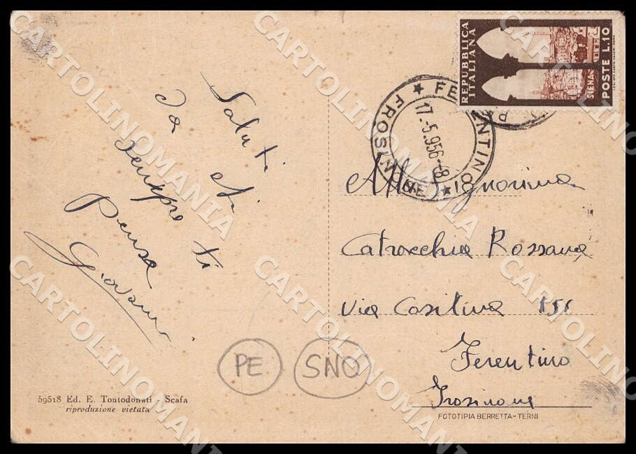 Pescara Scafa Lavandaie Fiume Mestieri PIEGHE STRAPPINO FG cartolina GM1332 – retro