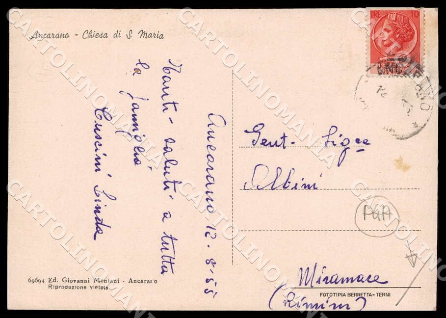Perugia Norcia Ancarano Chiesa Santa Maria PIEGHINA FG cartolina GM1335 – retro