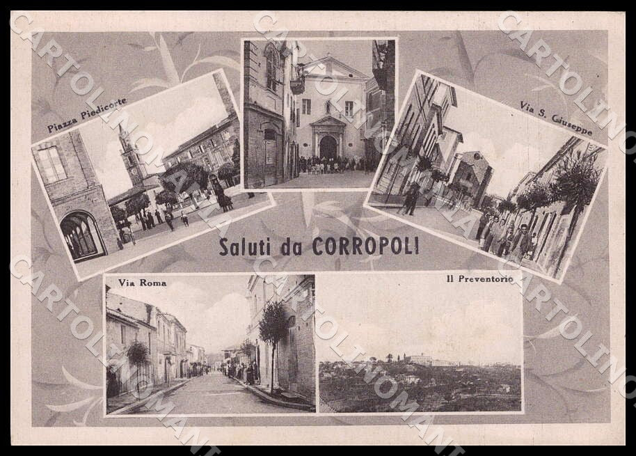Teramo Corropoli Saluti da Piazza Piedicorte Via Roma FG cartolina GM1336 – fronte