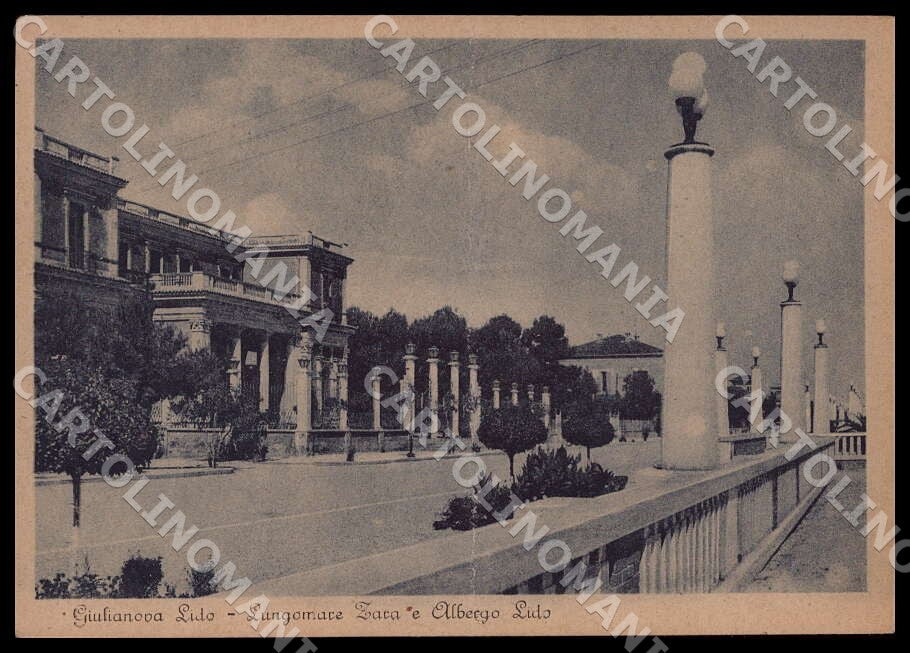 Teramo Giulianova Lido Lungomare Zara Albergo PIEGATA FG cartolina GM1341 – fronte