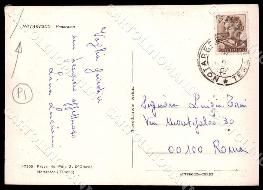 Teramo Notaresco Panorama Alterocca Calcio PIEGA FG cartolina GM1346 – retro