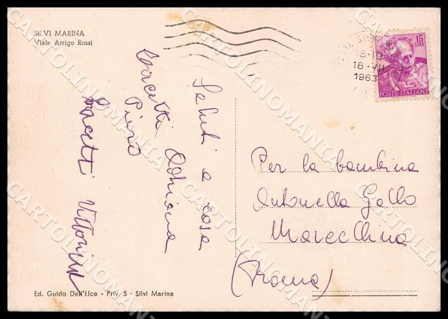 Teramo Silvi Marina Viale Arrigo Rossi Auto FG cartolina GM1348 – retro