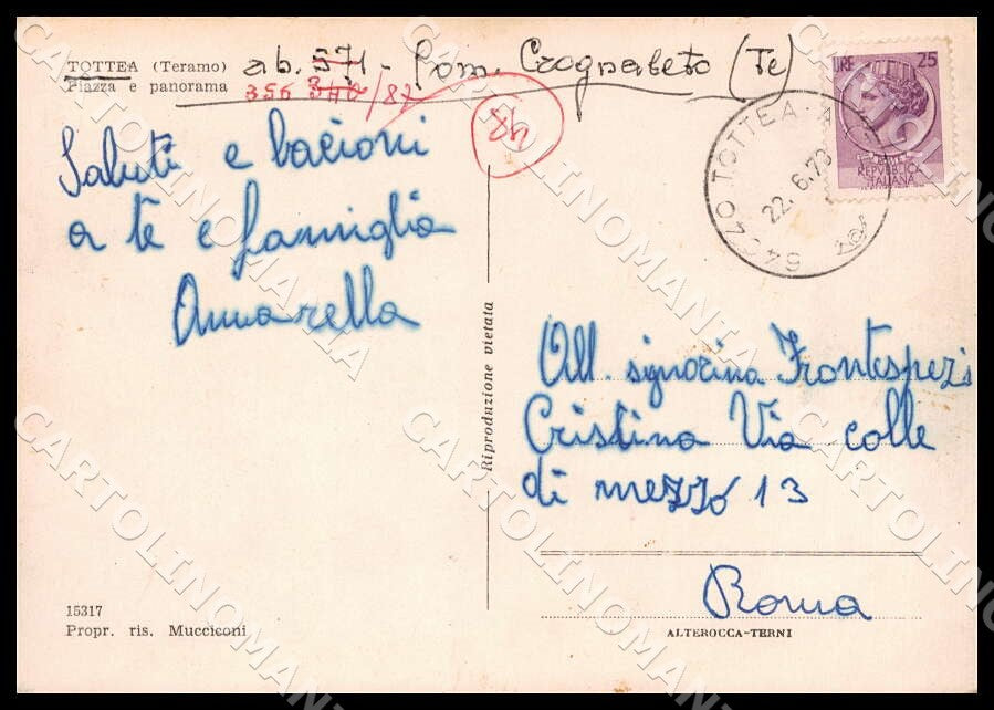 Teramo Crognaleto Tottea Piazza panorama Moto Alterocca FG cartolina GM1350 – retro