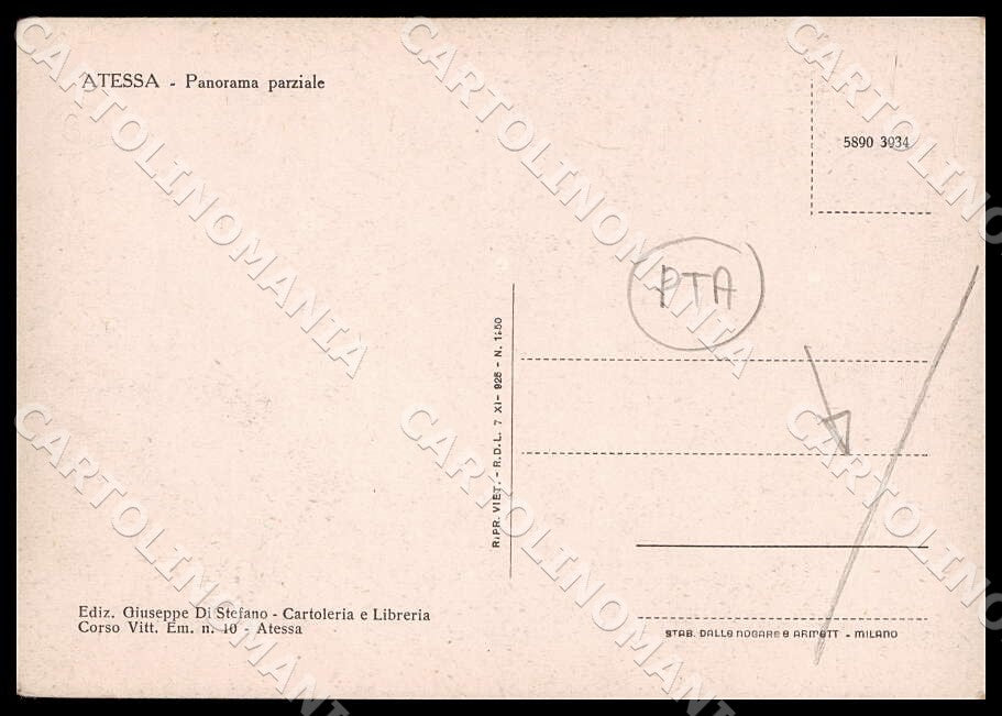 Chieti Atessa Panorama parziale PIEGATA FG cartolina GM1355 – retro