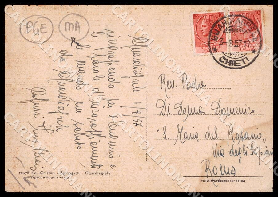 Chieti Guardiagrele Panorama lato PIEGHINE MACCHIA FG cartolina GM1358 – retro