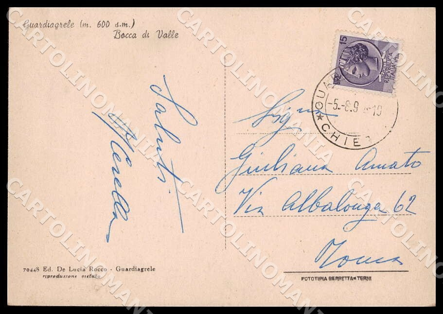 Chieti Guardiagrele Bocca di Valle Vespa Piaggio FG cartolina GM1359 – retro