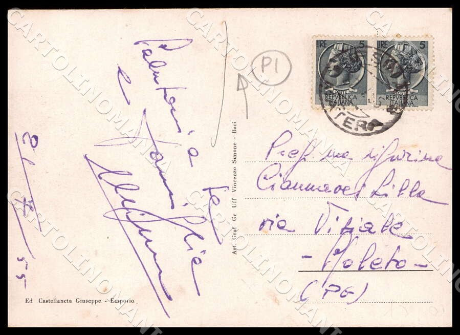 Matera Irsina Largo Croci Auto PIEGA FG cartolina GM1376 – retro