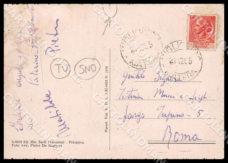 Matera Miglionico Veduta panoramica TRACCE UMIDO STRAPPINO FG cartolina GM1377 – retro