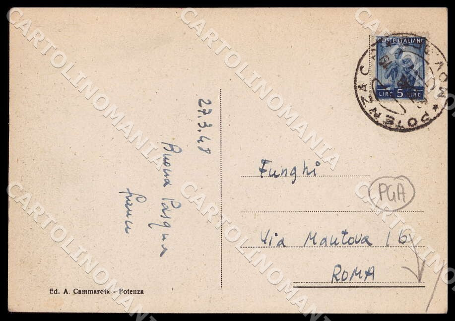 Potenza Città Piazza Sedile PIEGHINA FG cartolina GM1384 – retro