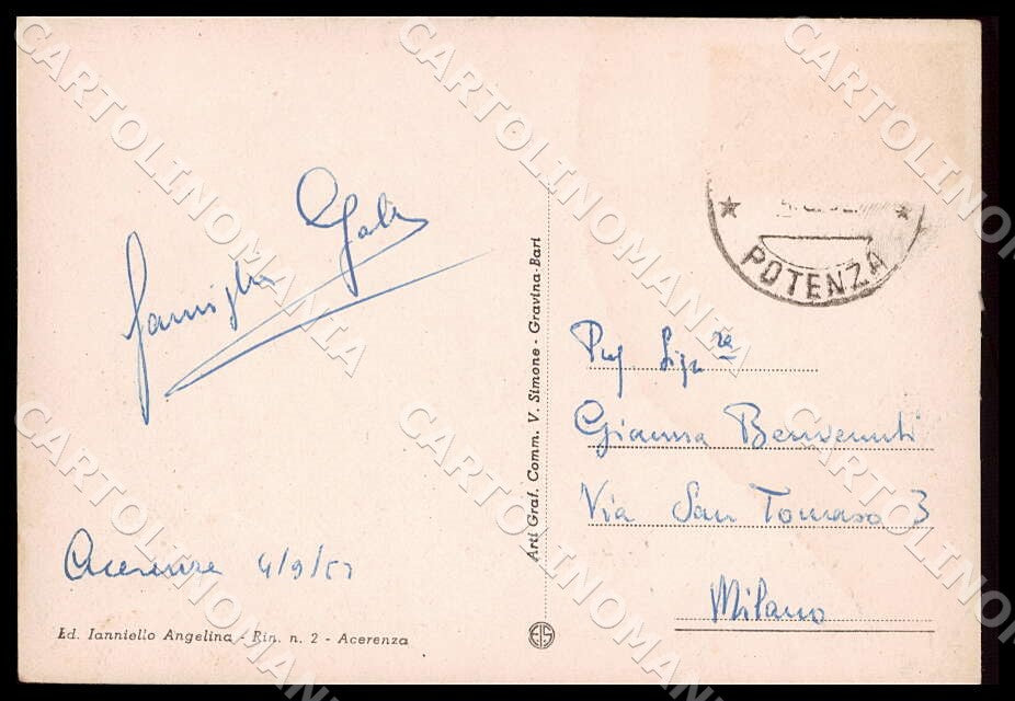 Potenza Acerenza Edificio Case Popolari Cattedrale Saluti da FG cartolina GM1385 – retro