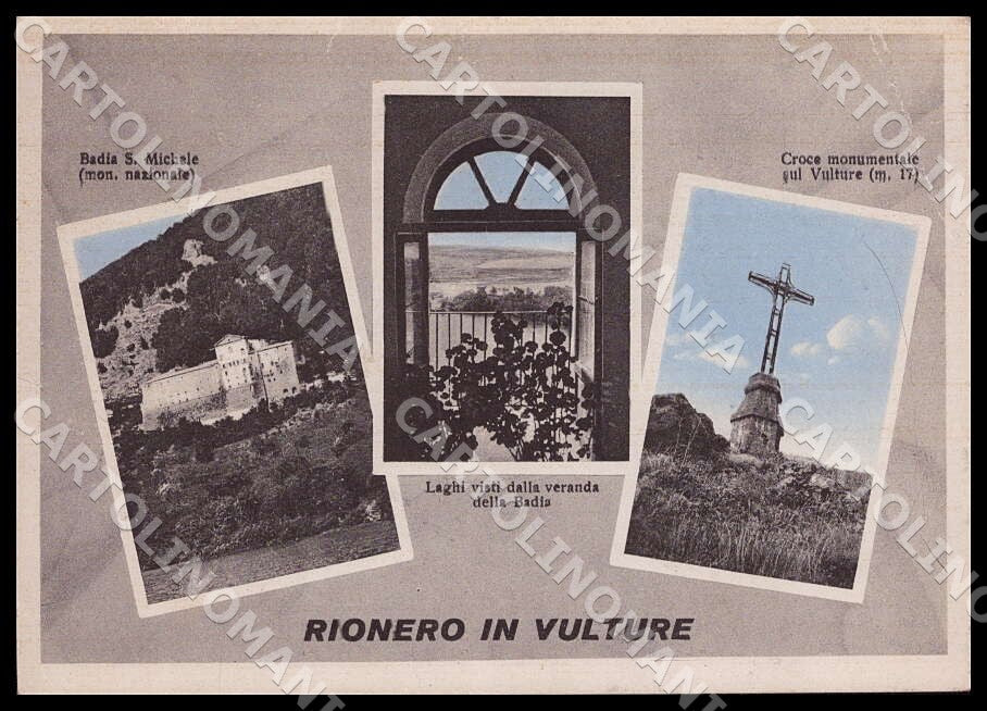 Potenza Rionero in Vulture Badia San Michele Laghi PIEGHE FG cartolina GM1387 – fronte