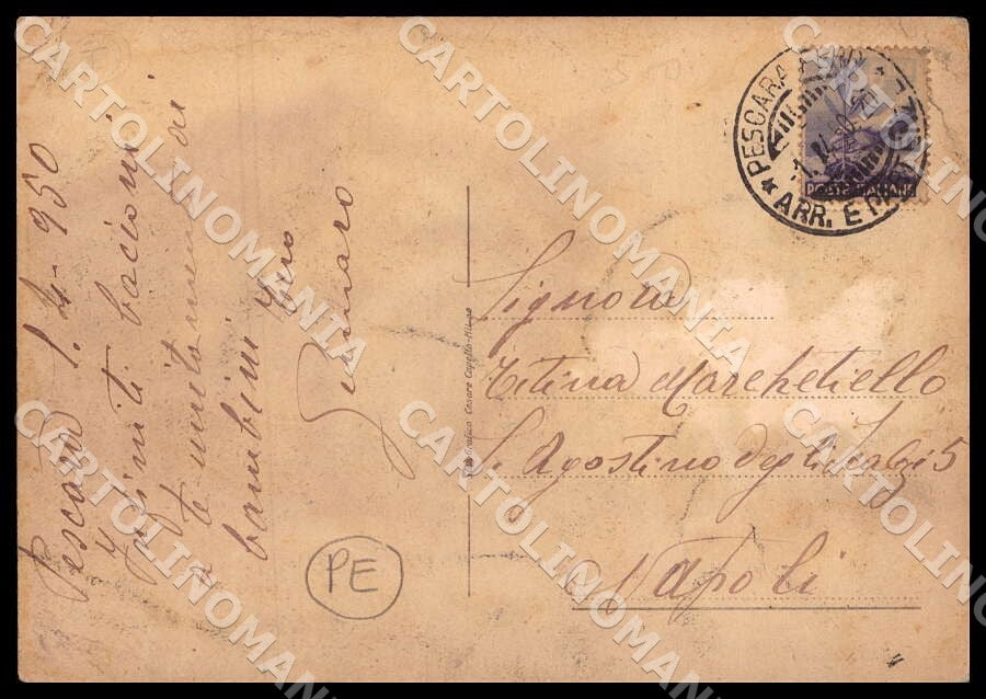 Pescara Città Palazzo Economia PIEGHE FG cartolina GM1390 – retro
