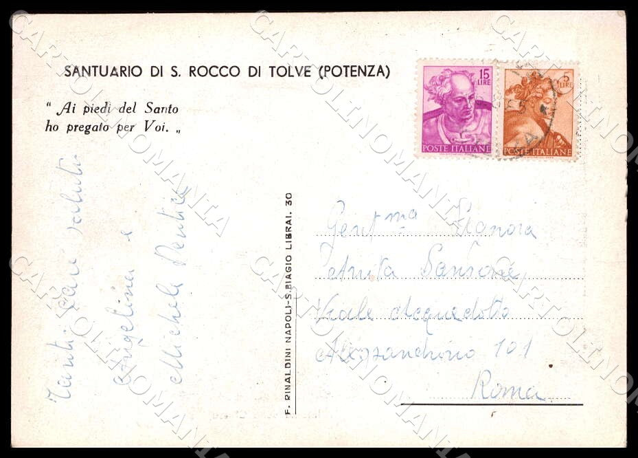 Potenza Tolve Saluti da Santo Rocco Protettore Panorama FG cartolina GM1393 – retro