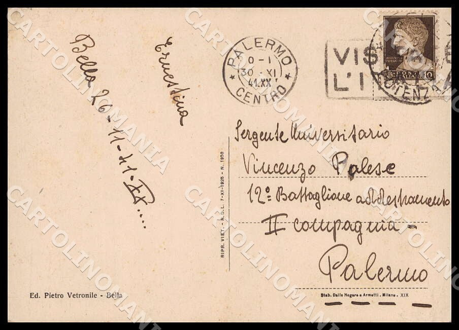 Potenza Bella Piazza Plebiscito FG cartolina GM1396 – retro