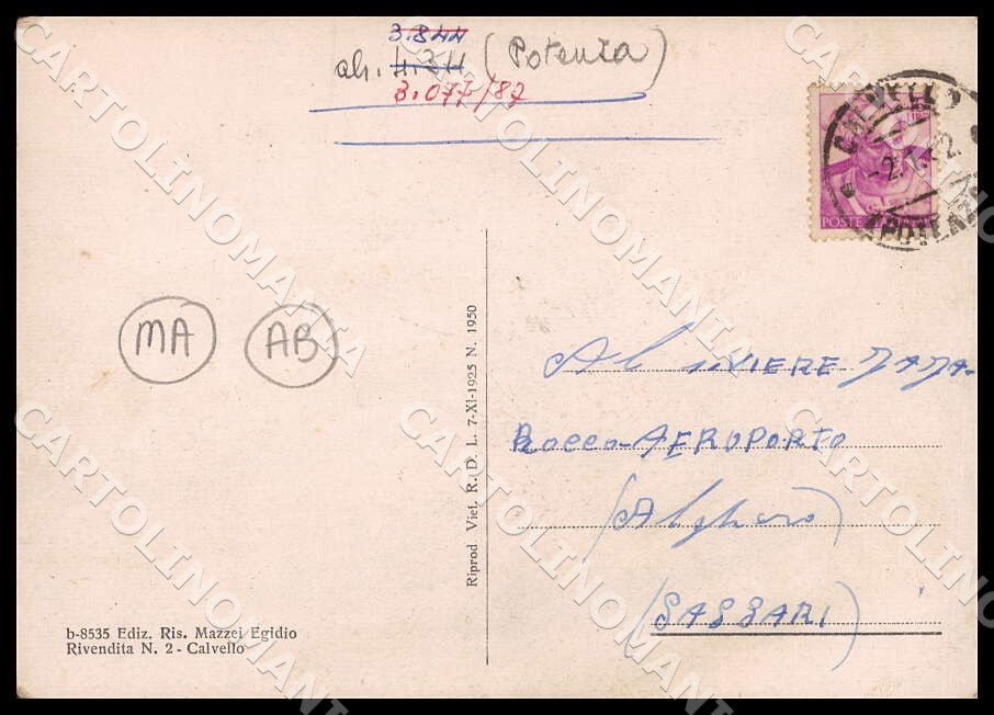 Potenza Calvello Panorama Ischia MACCHIA ABRASA FG cartolina GM1399 – retro