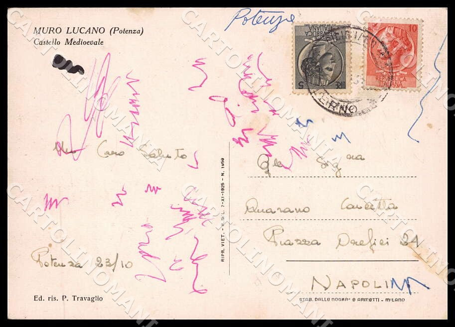 Potenza Muro Lucano Castello Medioevale FG cartolina GM1409 – retro