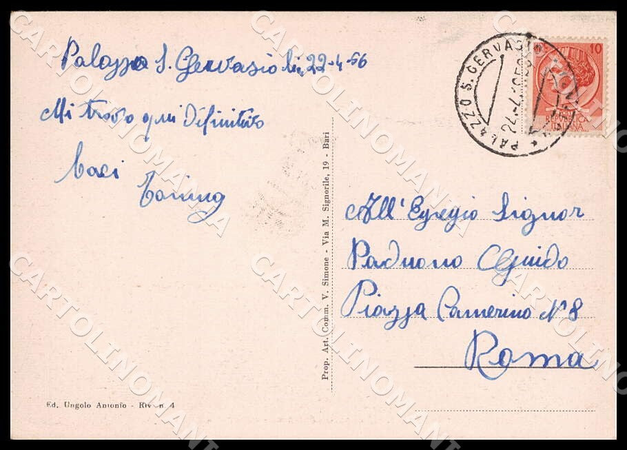 Potenza Palazzo San Gervasio Panorama FG cartolina GM1412 – retro