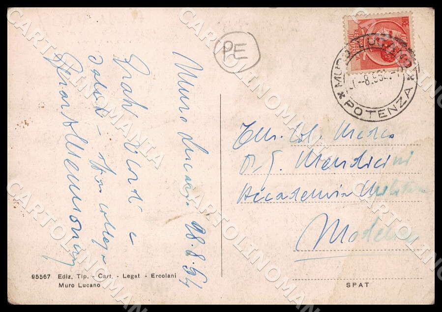 Potenza Muro Lucano Lago artificiale visto da Oriente PIEGHE FG cartolina GM1413 – retro