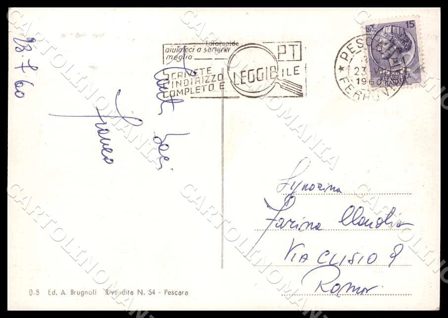 Pescara Città Gabbiano Night Club Bar Stabilimento FG Foto cartolina GM1417 – retro