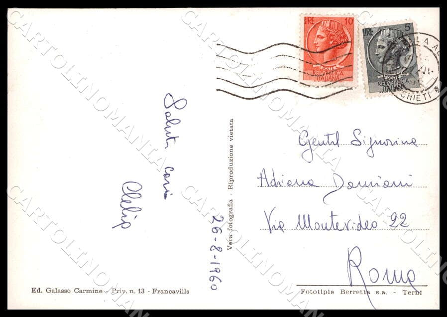 Chieti Francavilla al Mare Viale Nettuno Lato nord FG Foto cartolina GM1432 – retro