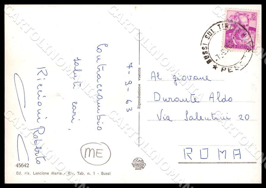 Pescara Bussi sul Tirino Castello MACCHIE FG Foto cartolina GM1434 – retro