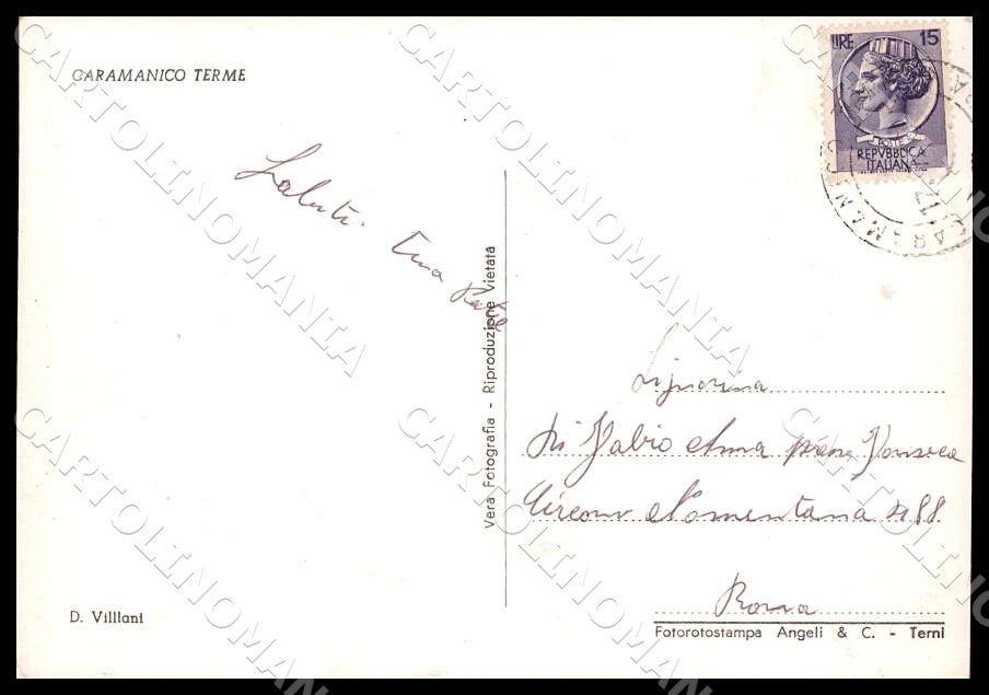 Pescara Caramanico Terme Panorama sfondo Maiella FG Foto cartolina GM1436 – retro