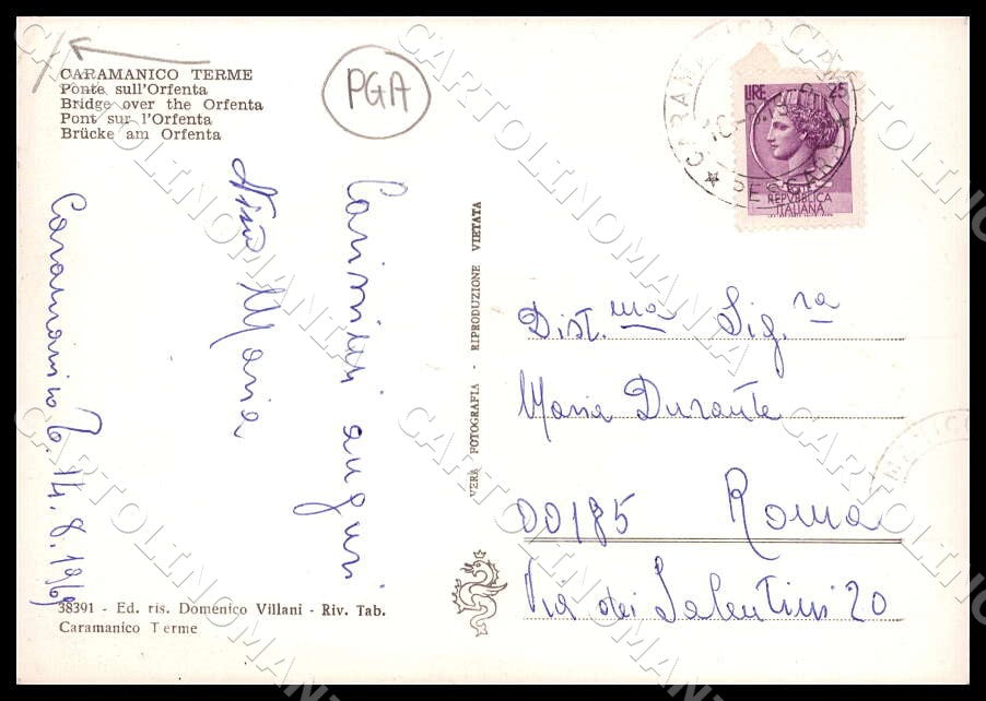 Pescara Caramanico Terme Ponte Orfenta PIEGHINA FG Foto cartolina GM1437 – retro